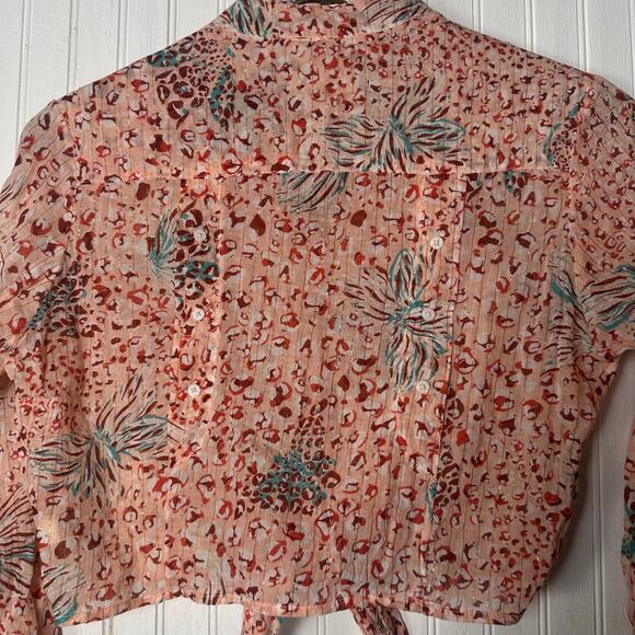 Poupette St. Barth Floral Metallic Stripe Lightweight Top - Picture 4 of 6